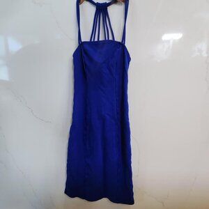 Divided H&M Sz 2 XS Fitted Bodycon Mini Dress Unique Straps Club Electric Blue
